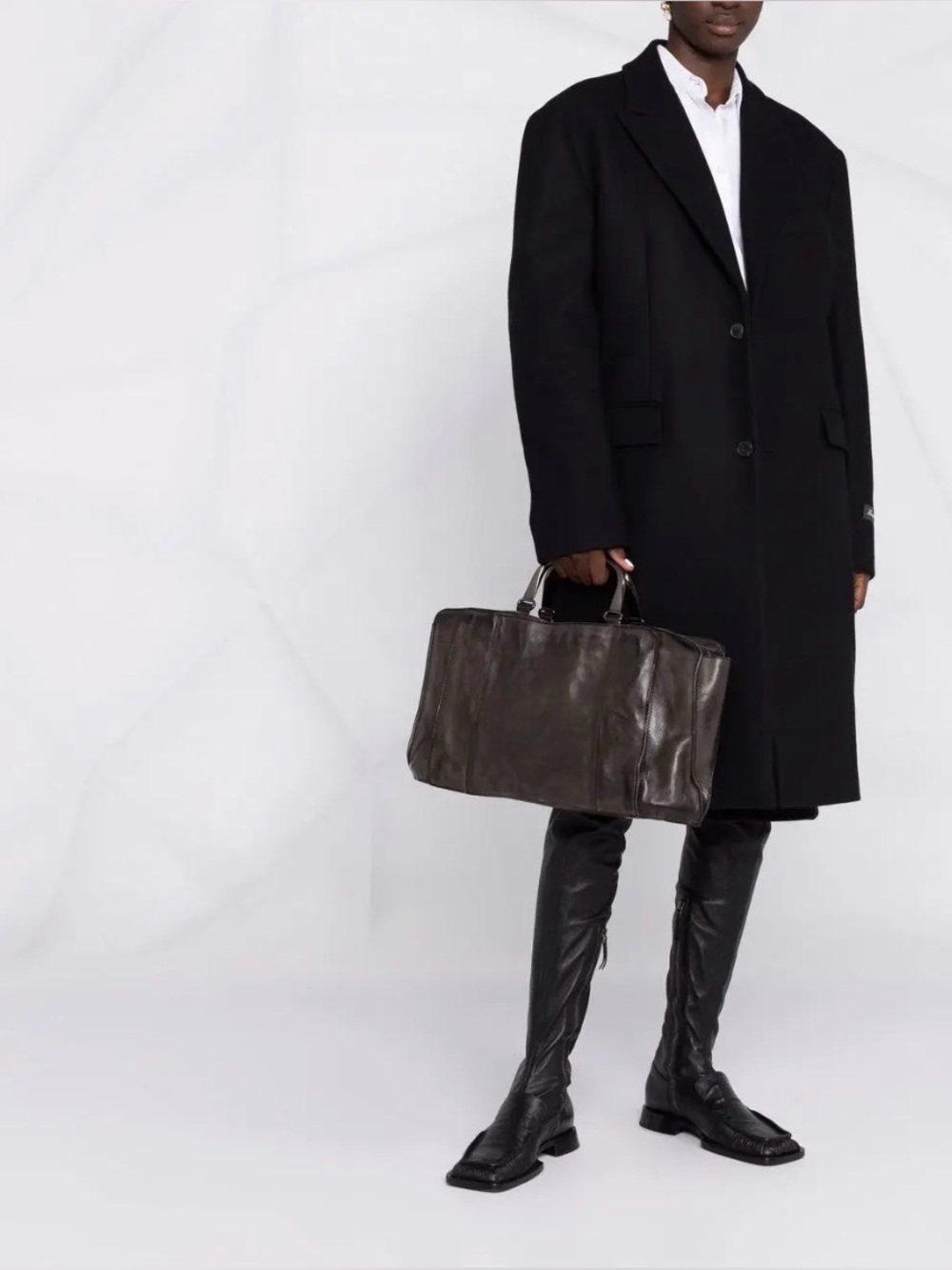 Numero 10 CASSANDRA Leather Shoulder Bag with Metal Handles